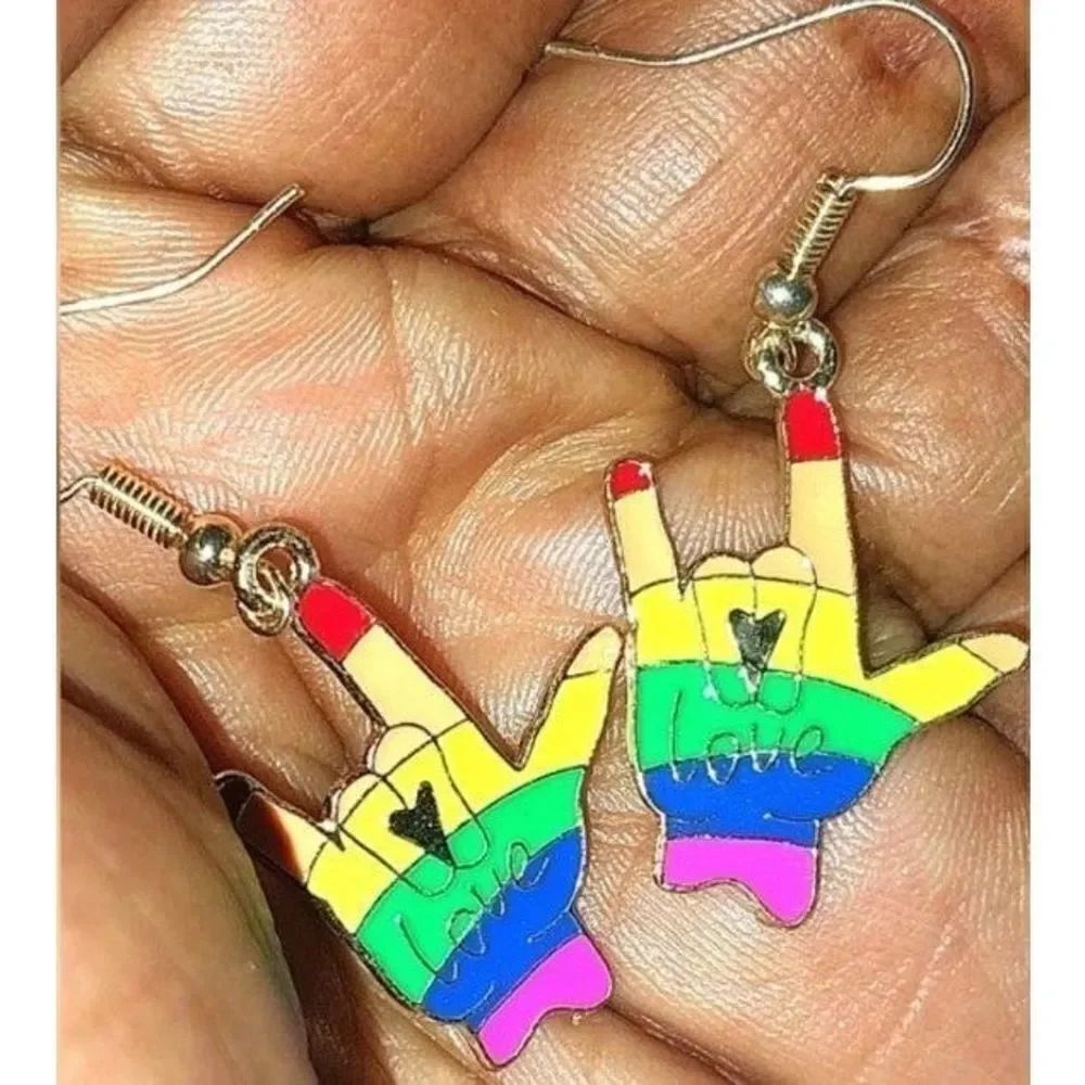 Super cute love  rainbow earrings